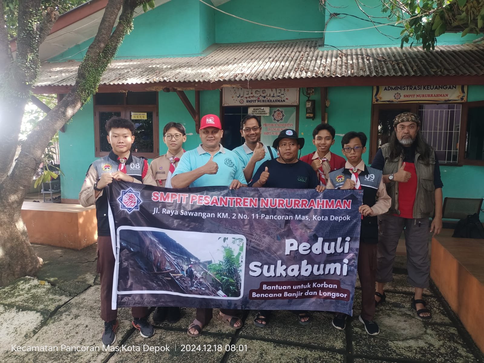 SMPIT Nururrahman Serahkan Bantuan Untuk Korban Banjir Bandang Sukabumi